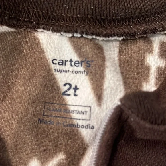 Carters Fleece Footed Football Pajamas size 2T EUC - Picture 3 of 4